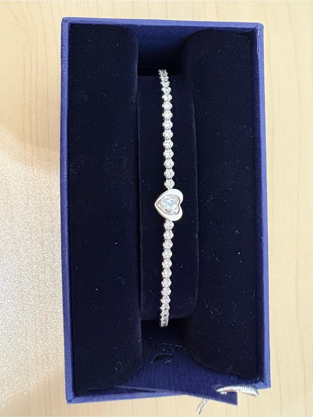 Swarovski Silver Tennis Bracelet with Clear Heart Accent